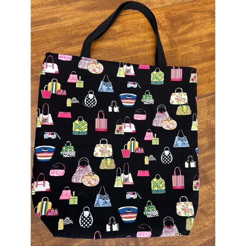 Handmade Colorful Large & Deep Fabric Tote Bag Beach Bag Travel Tote 24”x12”x 6”